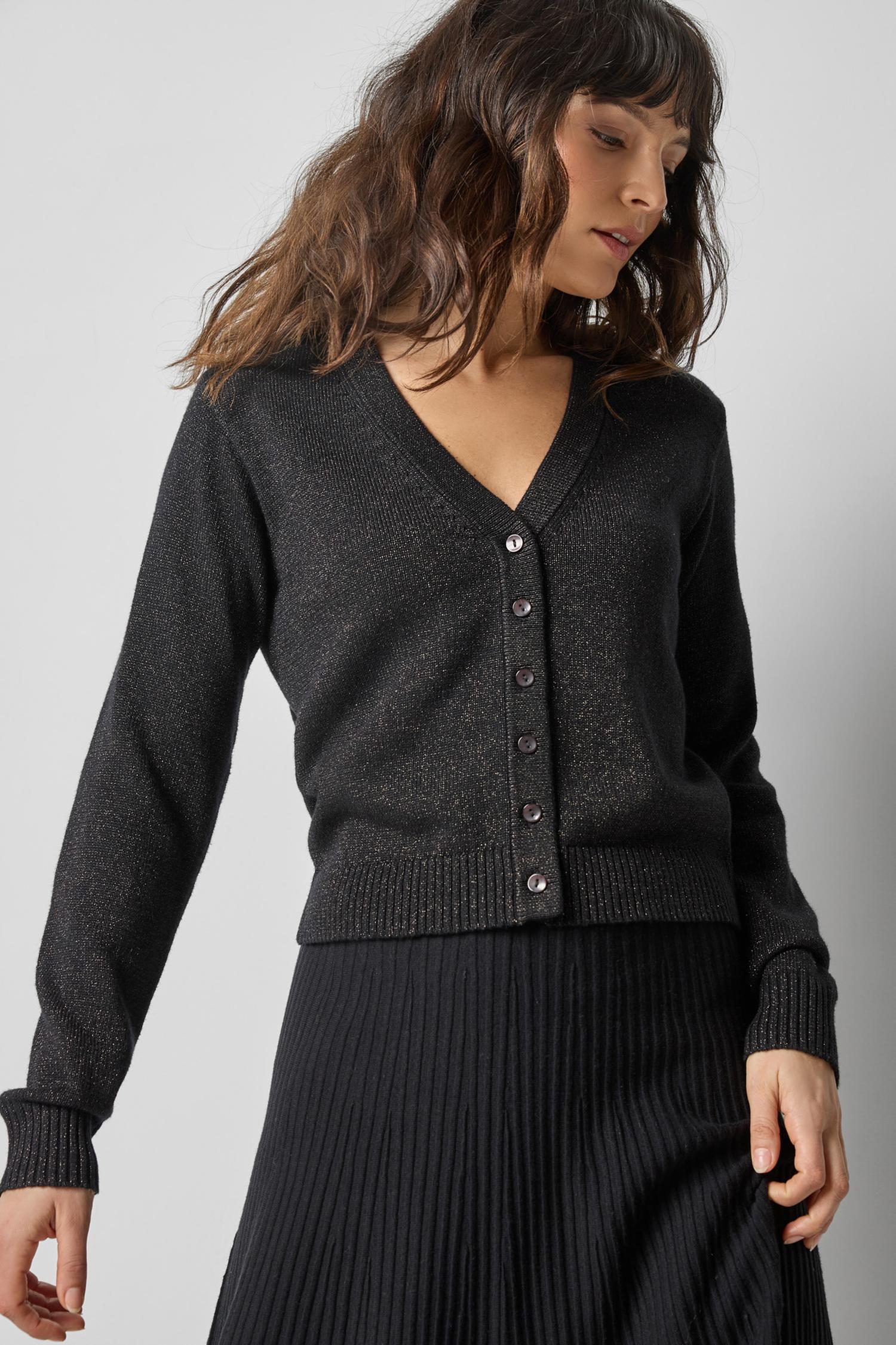 V-Neck Sparkle Cardigan Black Sweater - Cardigans Lilla P 