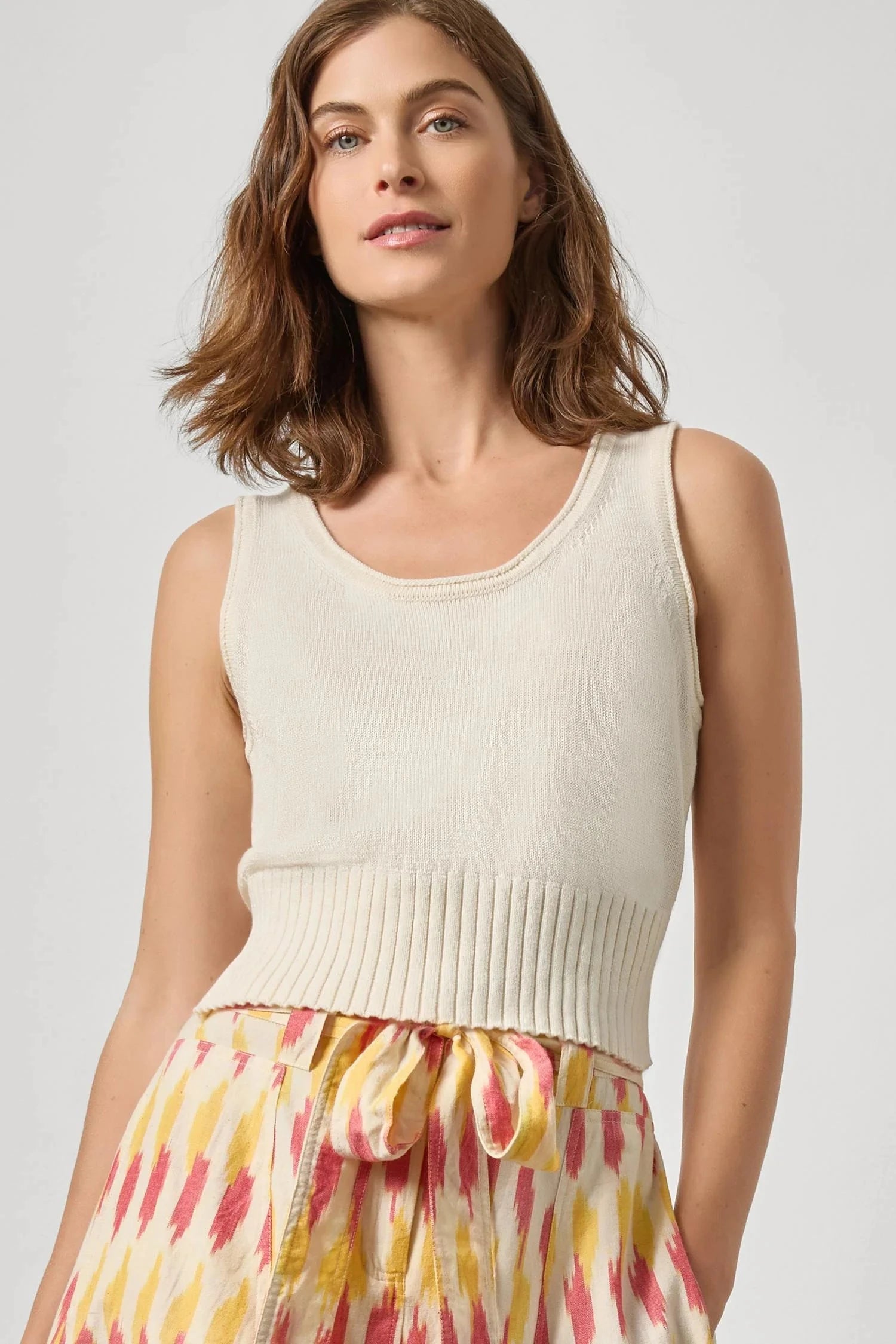 Cropped Scoop Tank Sweater Off White Tops - Tanks Lilla P 