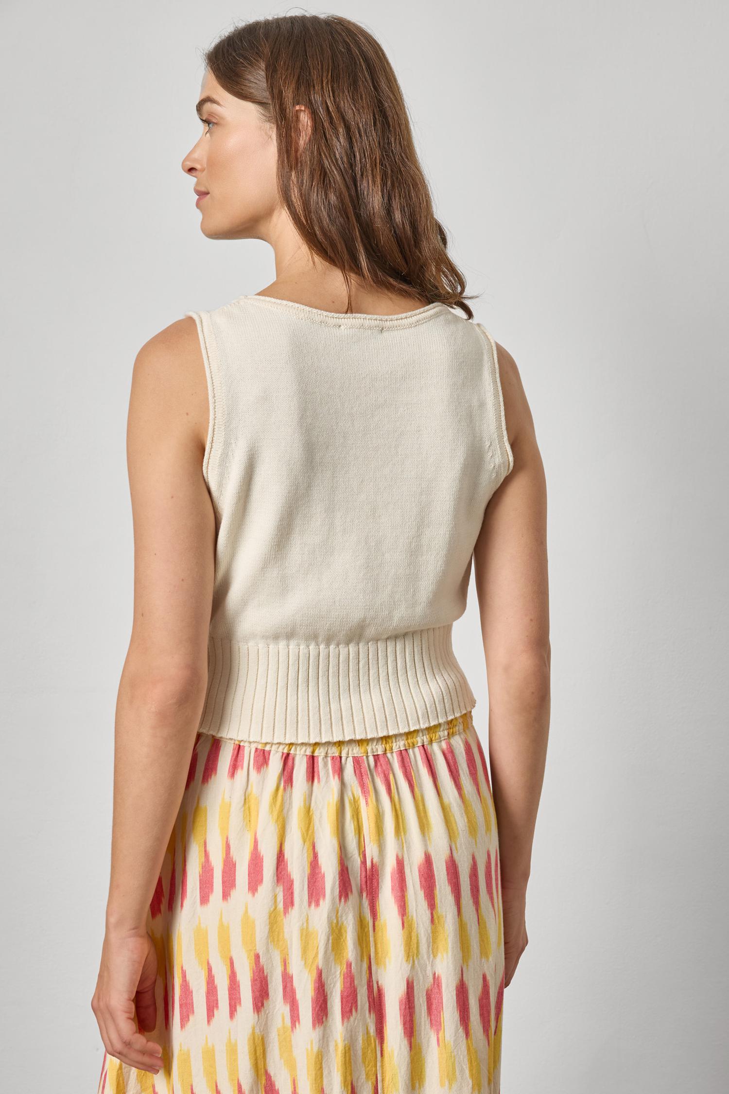 Cropped Scoop Tank Sweater Off White Tops - Tanks Lilla P 