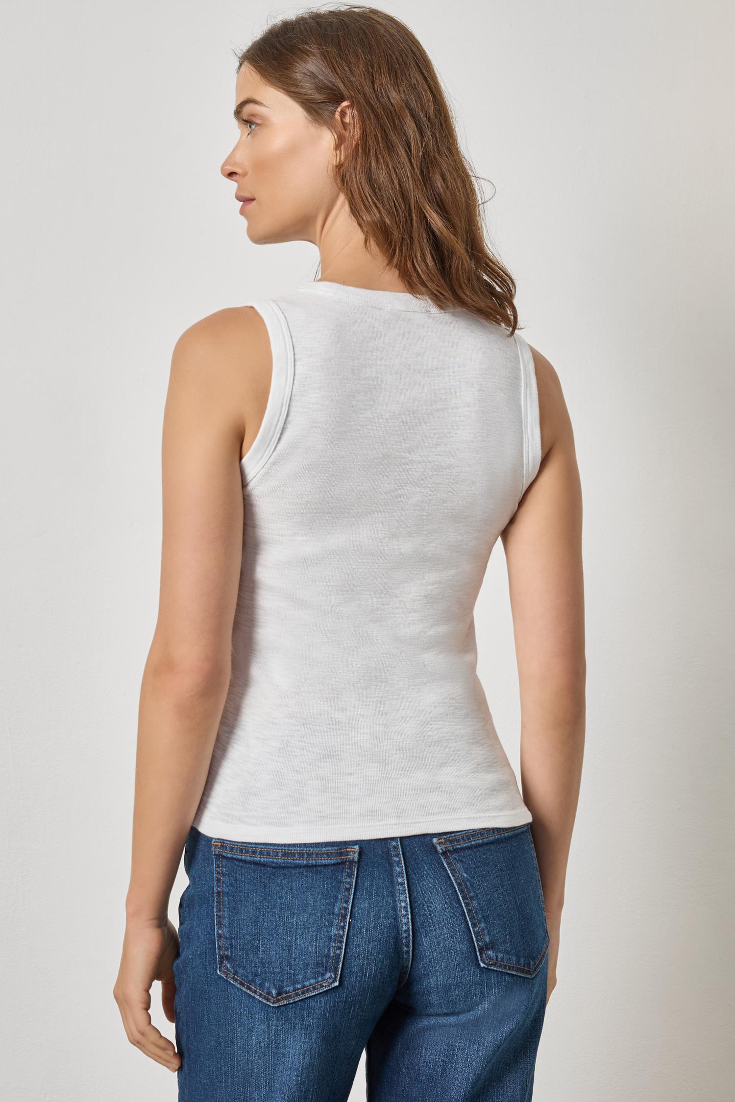 Ribbed Slub Scoop Neck Tank White Tops - Tanks Lilla P 