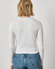 Ribbed Slub Snap V Neck White Tops - Tees Lilla P 