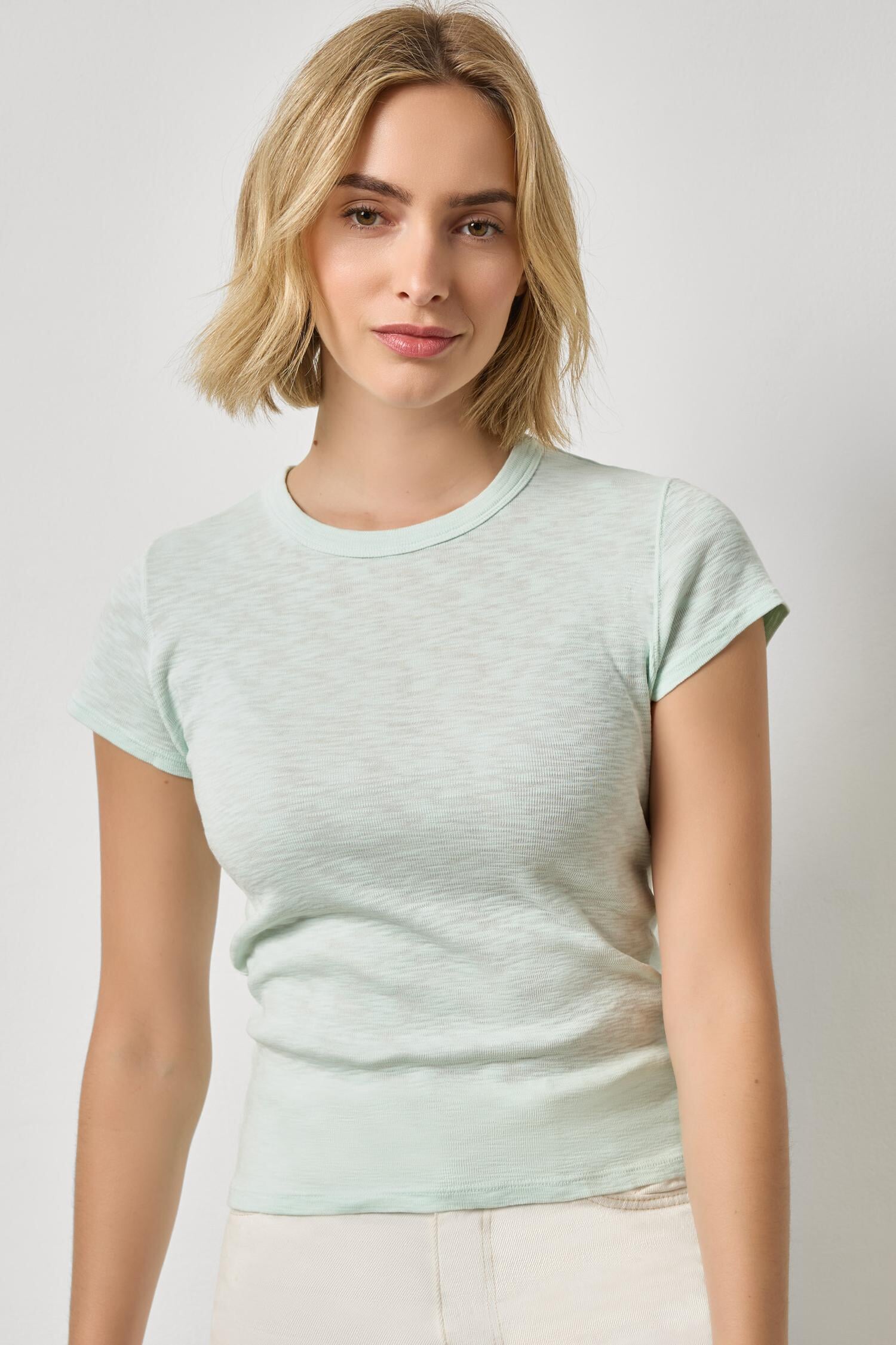 Ribbed Slub Crewneck Tee Pool Tops - Tees Lilla P 