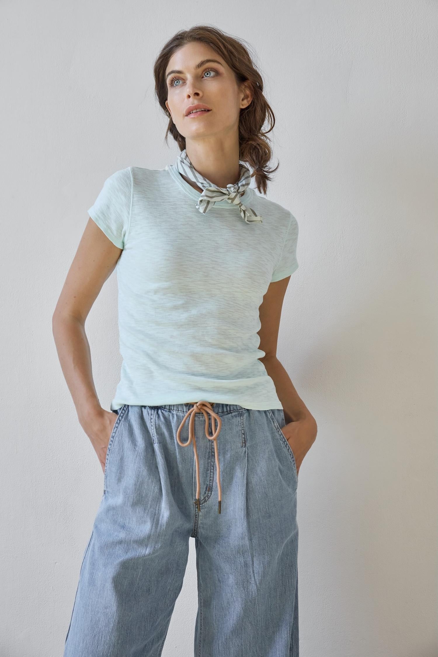 Ribbed Slub Crewneck Tee Pool Tops - Tees Lilla P 