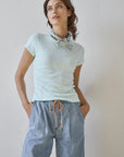 Ribbed Slub Crewneck Tee Pool Tops - Tees Lilla P 