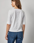 Rib Trim Elbow Split Neck Tee White Tops - Tees Lilla P 