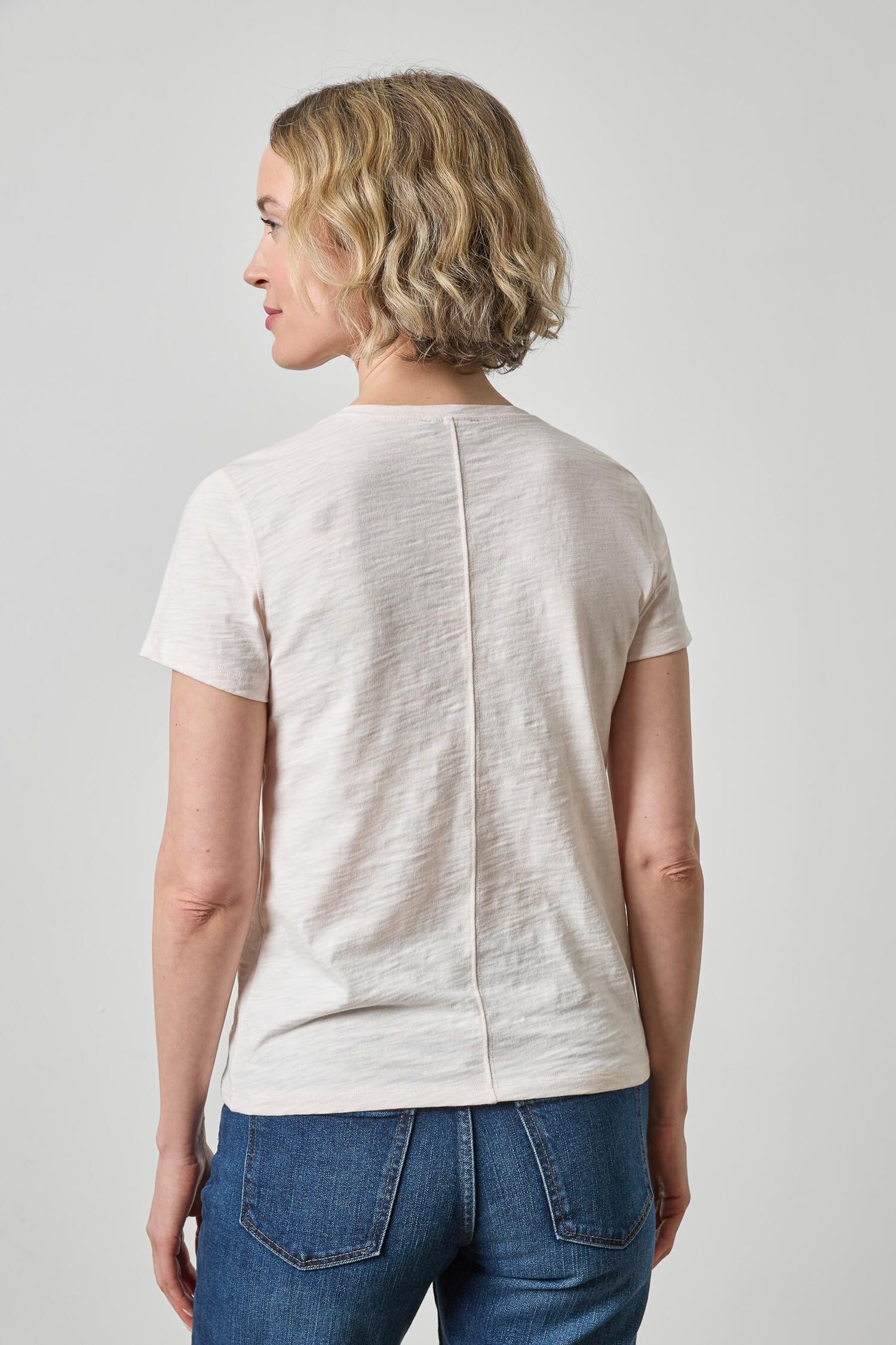 Short Sleeve Back Seam V Neck Tee Tearose Tops - Tees Lilla P 