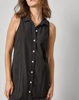 Sleeveless Pleat Pocket Dress Black Dresses - Short Lilla P 