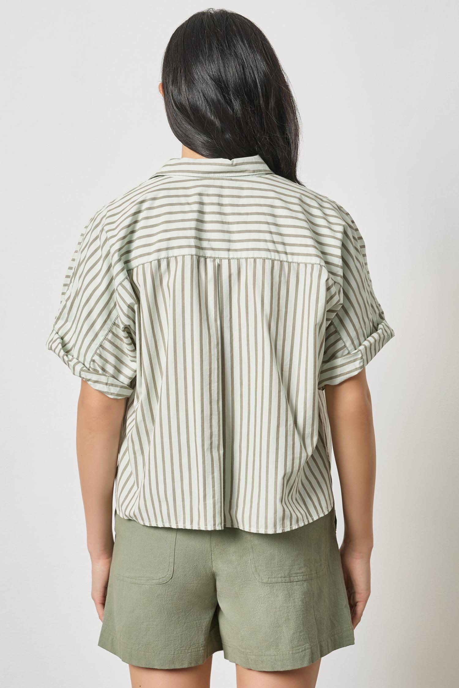 Striped Oversized Button Down Dolman Pool Stripe Tops - Button Down Lilla P 