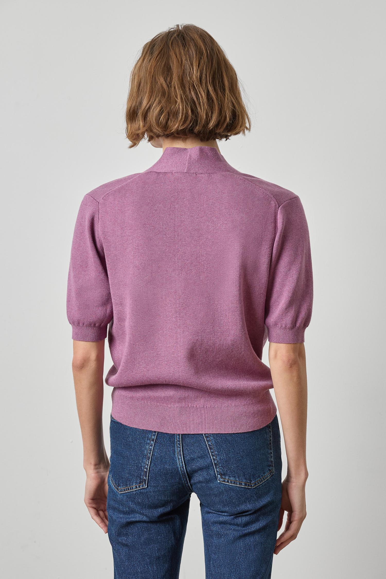 V-Neck Elbow Short Sleeve Sweater Dewberry Sweater - V-Neck Lilla P 