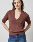 V-Neck Elbow Short Sleeve Sweater Java Sweater - V-Neck Lilla P 