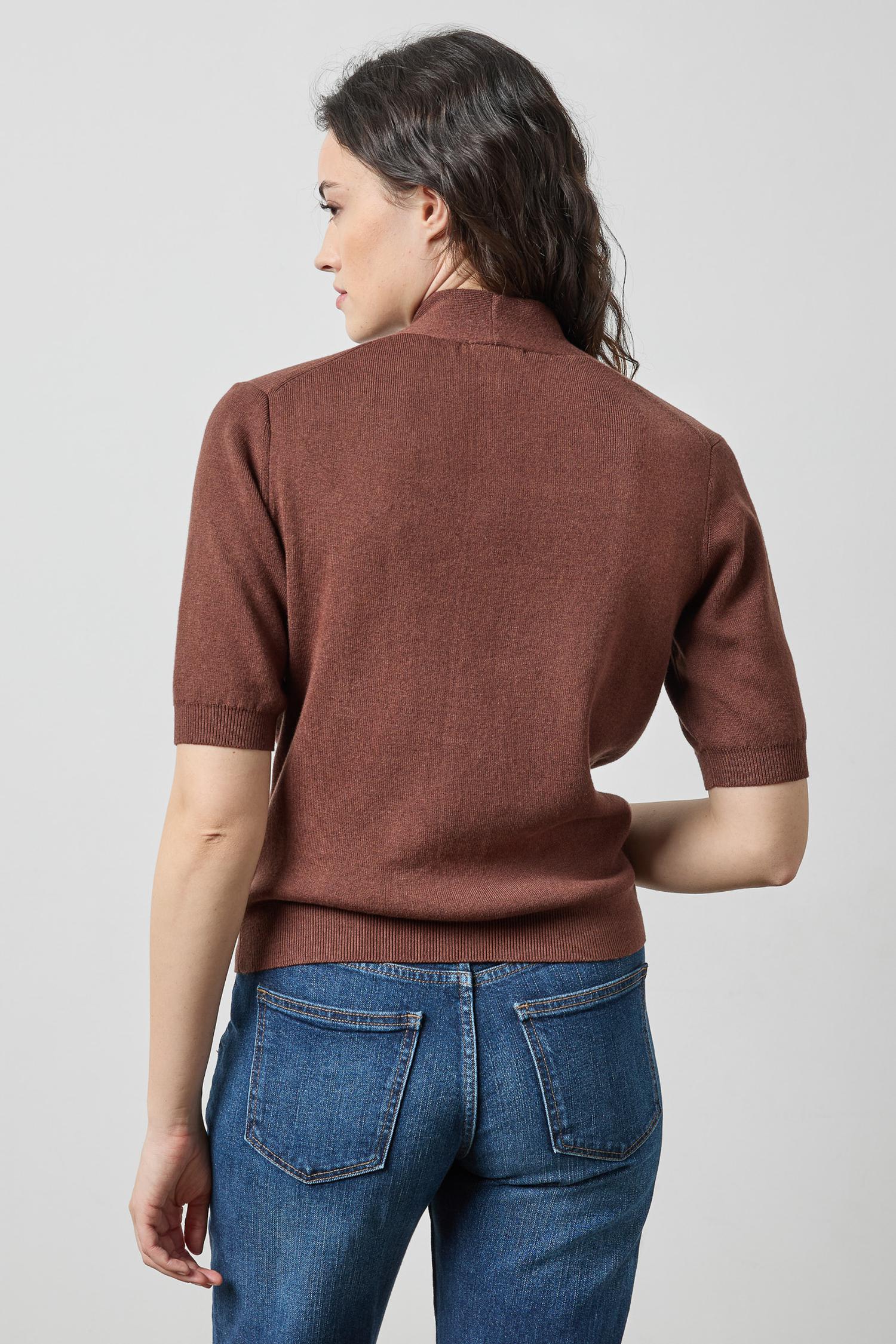 V-Neck Elbow Short Sleeve Sweater Java Sweater - V-Neck Lilla P 