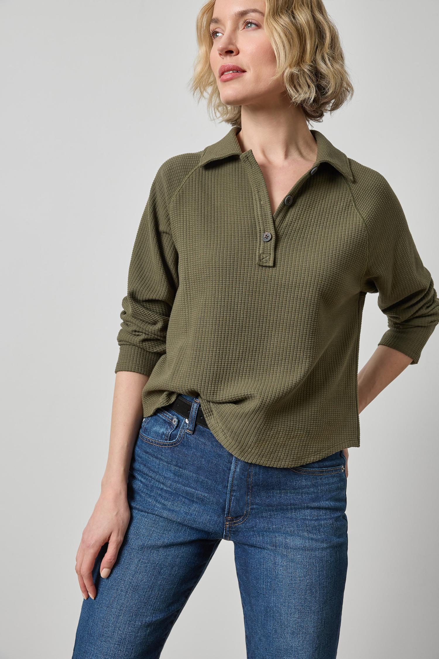 Raglan Polo Olive Top - Polo Lilla P 