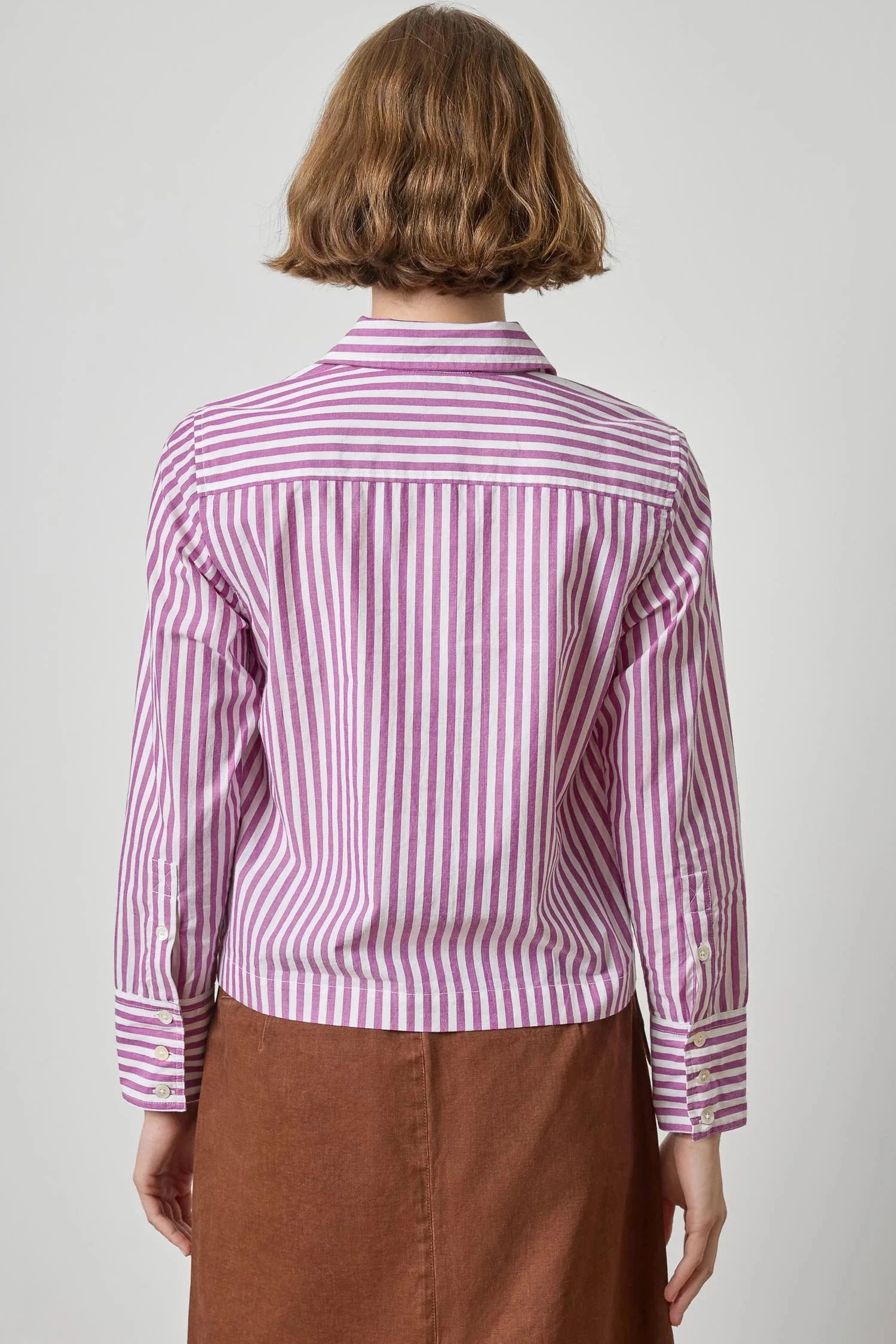 Straight Fit Short Button Down Snapdragon Stripe Tops - Button Down Lilla P 