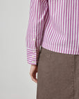 Straight Fit Short Button Down Snapdragon Stripe Tops - Button Down Lilla P 