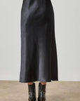 Slub Woven Bias Skirt Black Skirts - Midi Lilla P 