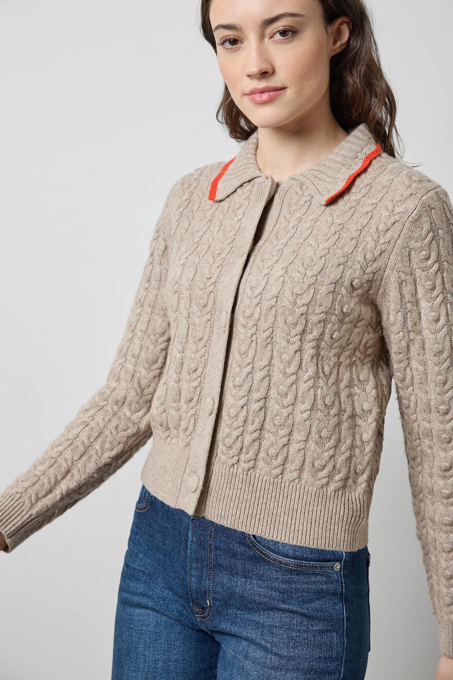Long Sleeve Polo Cardigan Birch Sweater - Polo Lilla P 