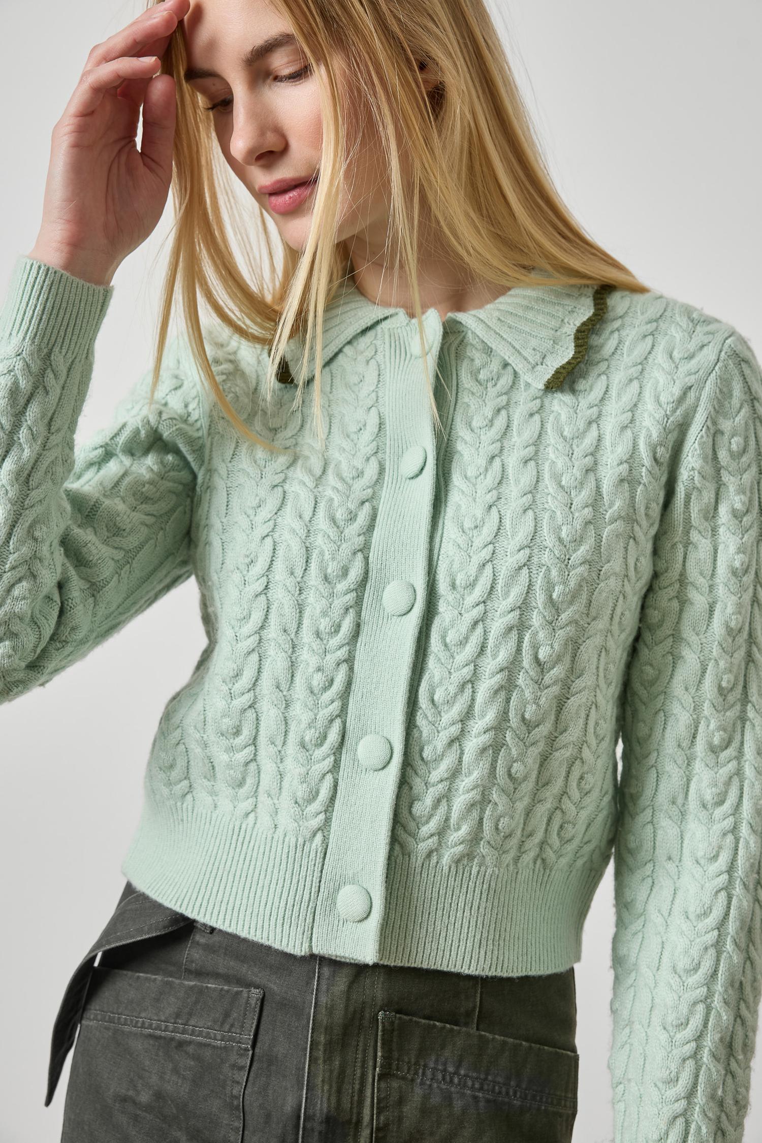 Long Sleeve Polo Cardigan Winter Mint Sweater - Polo Lilla P 