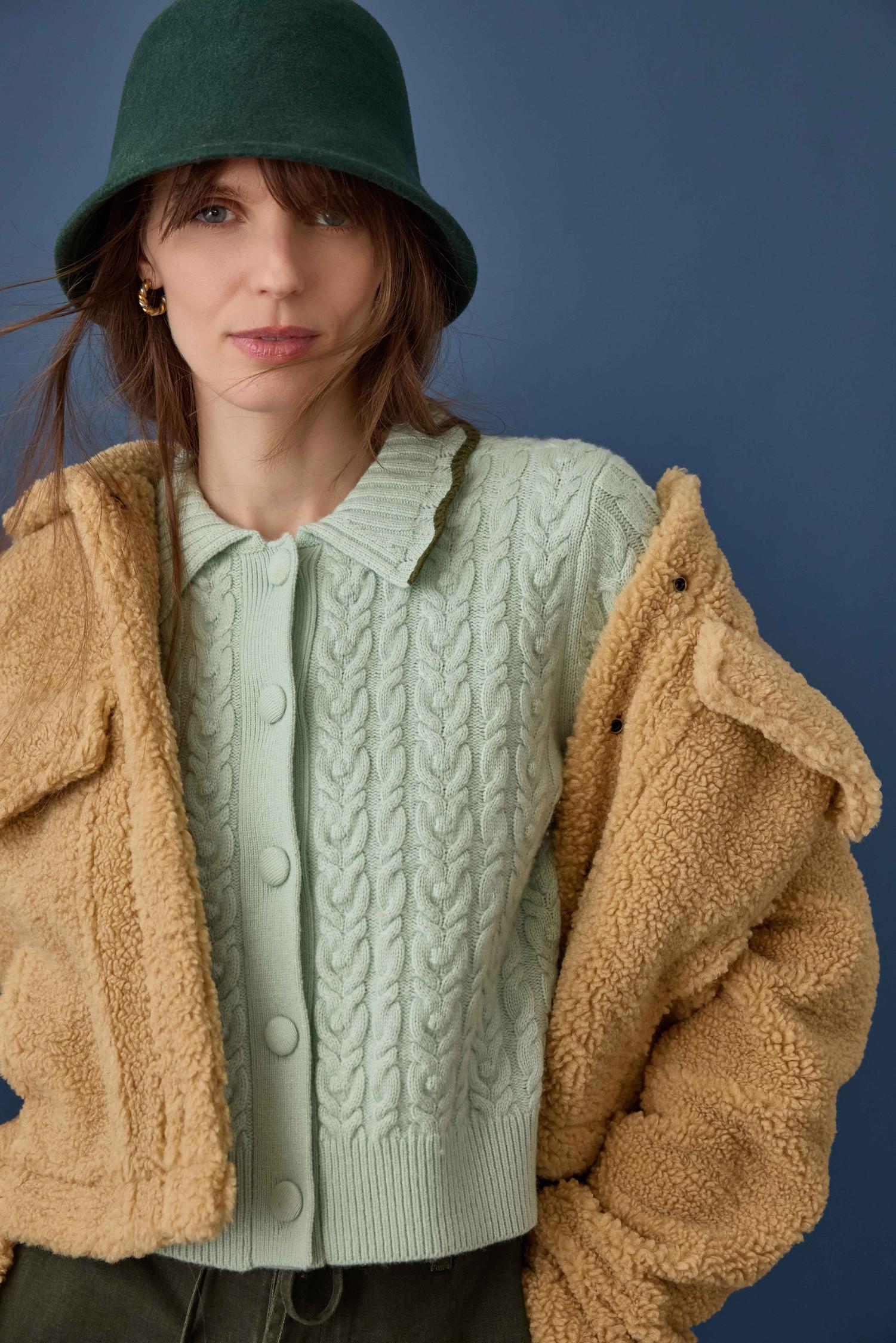 Long Sleeve Polo Cardigan Winter Mint Sweater - Polo Lilla P 