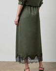 Crepe Satin Skirt with Lace Trim Fir Skirts - Midi Lilla P 