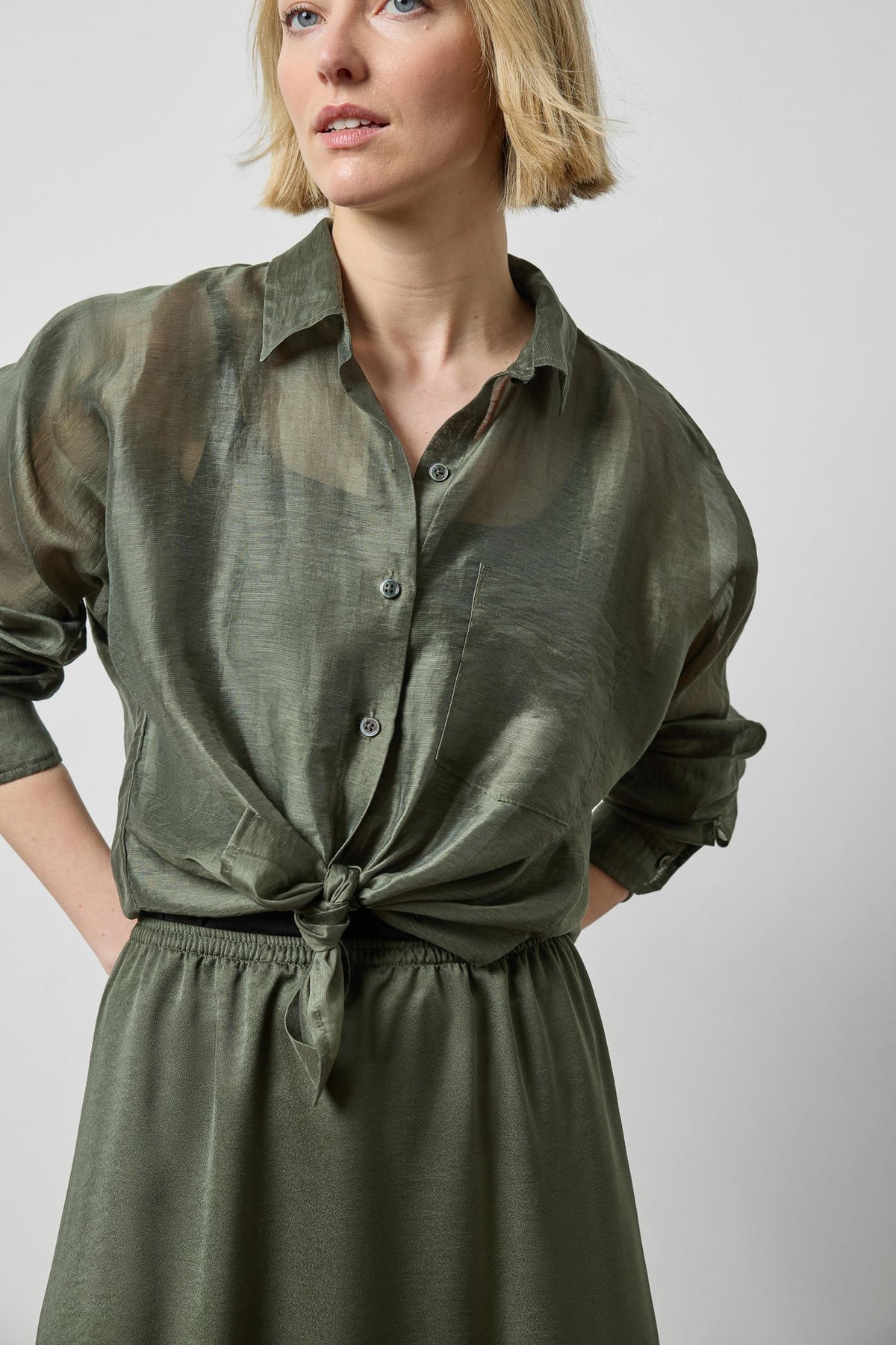 Sheer Dolman Button Down Fir Tops - Button Down Lilla P 