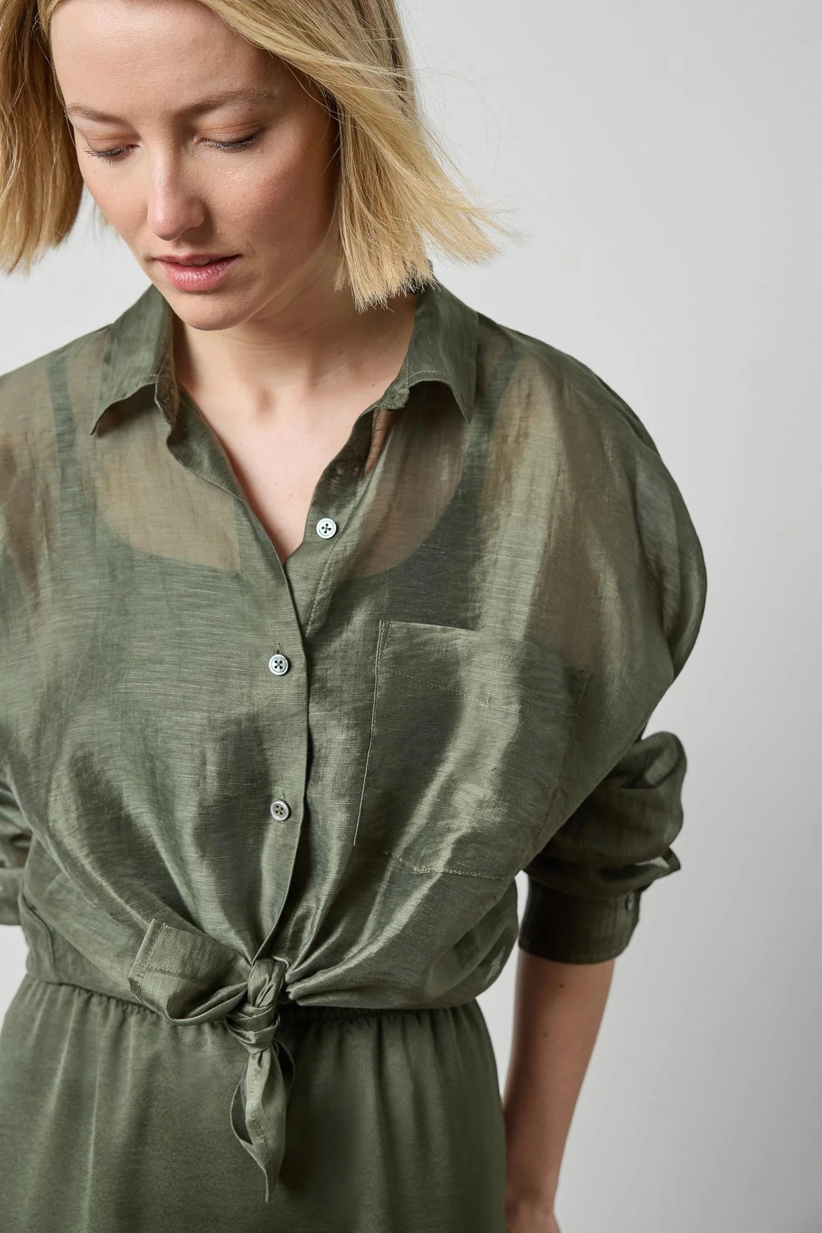 Sheer Dolman Button Down Fir Tops - Button Down Lilla P 