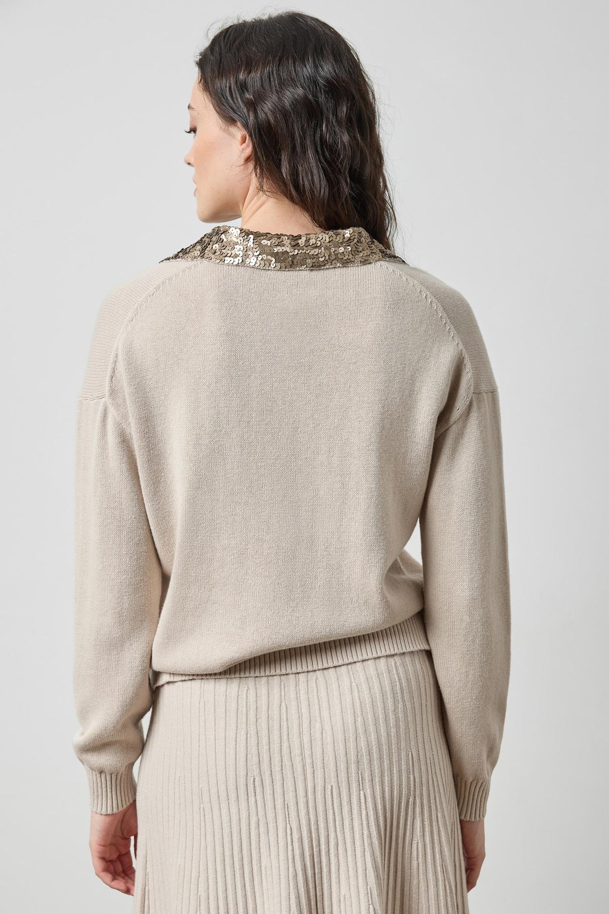 Sequin Polo Sweater Dove Sweater - Polo Lilla P 