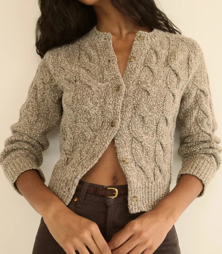 Penrose Cable Cardigan Gray Marl Sweater - Cardigans Doen 