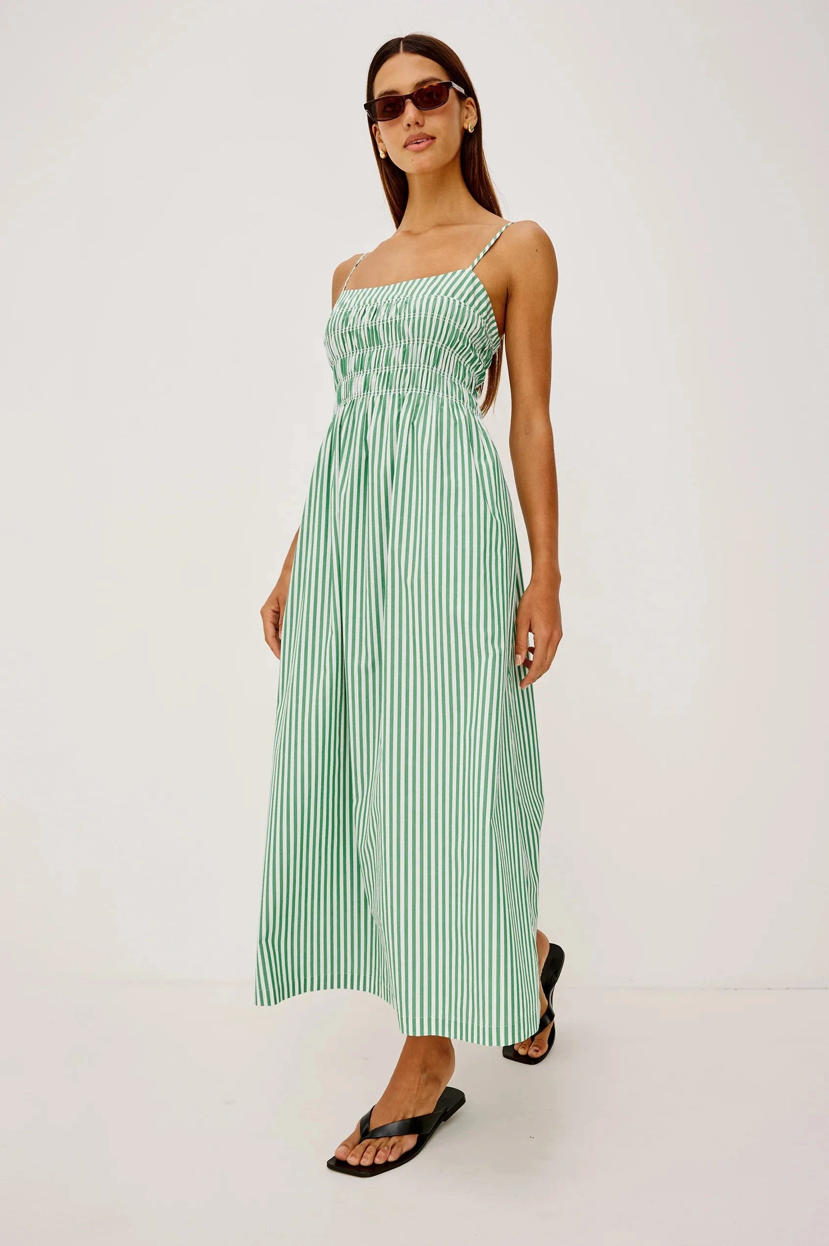 Primrose Dress Emerald Stripe Dresses - Midi Rails 