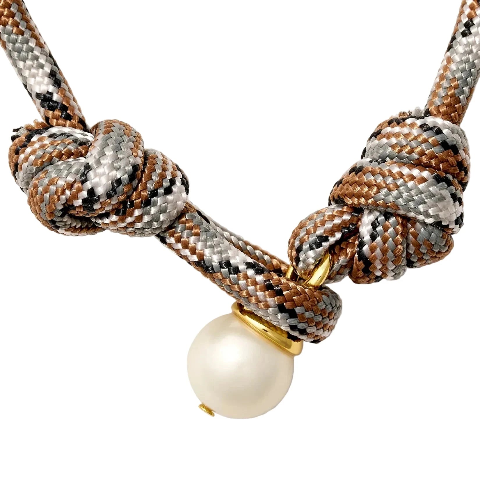 The Paracord Pearl Bracelet Peppered Cappuccino Bracelets Catherine Canino 