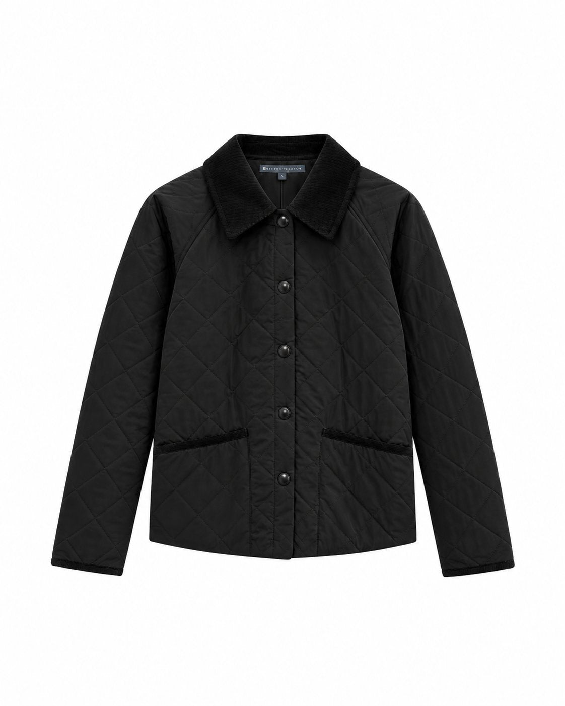Quilted Corduroy Collar Jacket Black Outerwear - Longsleeve Elliott Lauren 