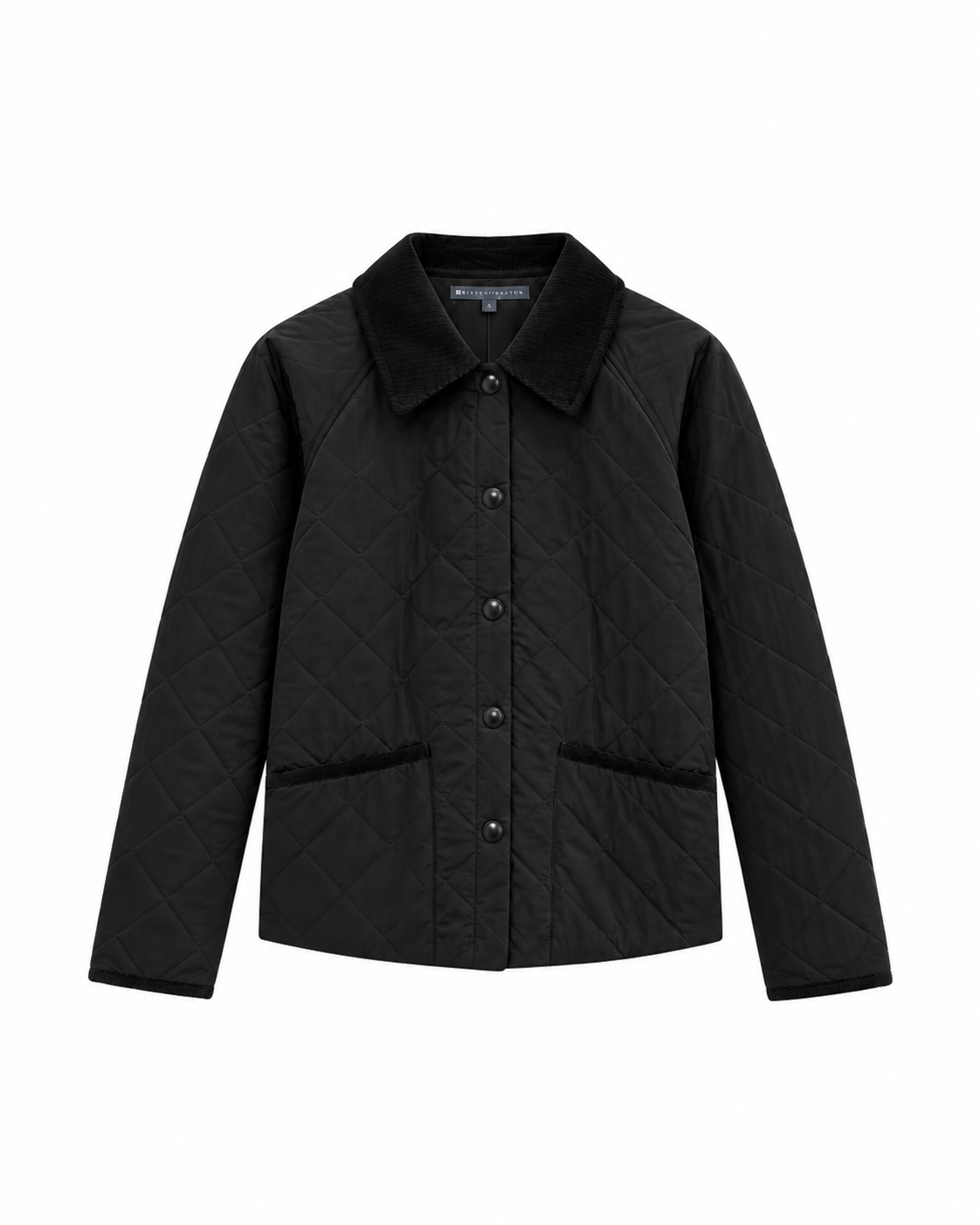 Quilted Corduroy Collar Jacket Black