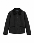 Quilted Corduroy Collar Jacket Black