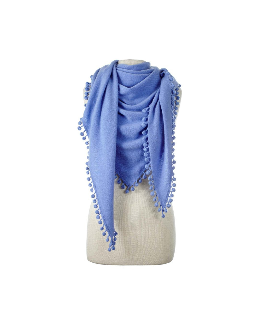 Pom Pom Triangle Wrap Wedgewood Scarves Alpine Cashmere 
