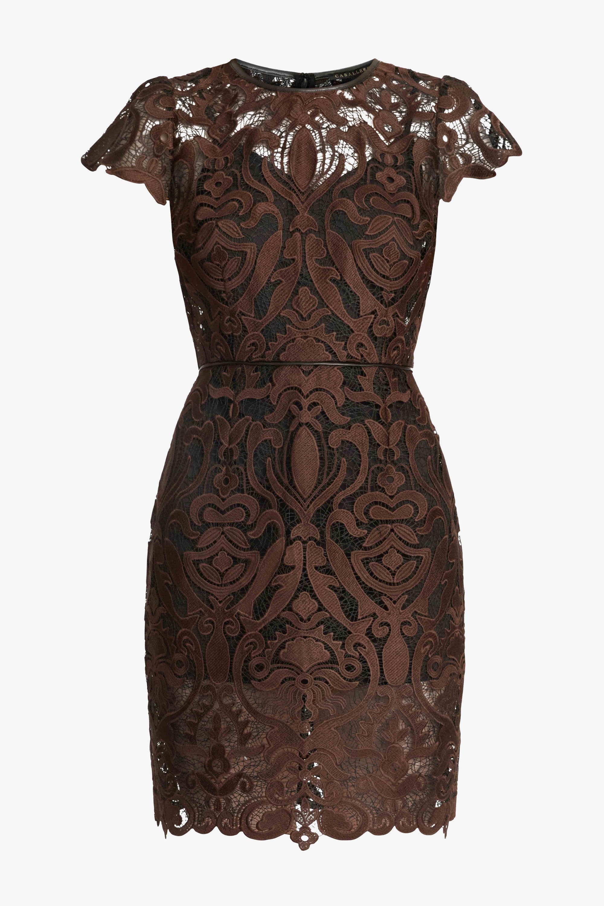 Vanna Dress Chocolate Brown/Black Lace Dresses - Short Caballero 