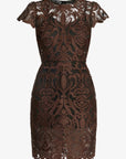 Vanna Dress Chocolate Brown/Black Lace Dresses - Short Caballero 