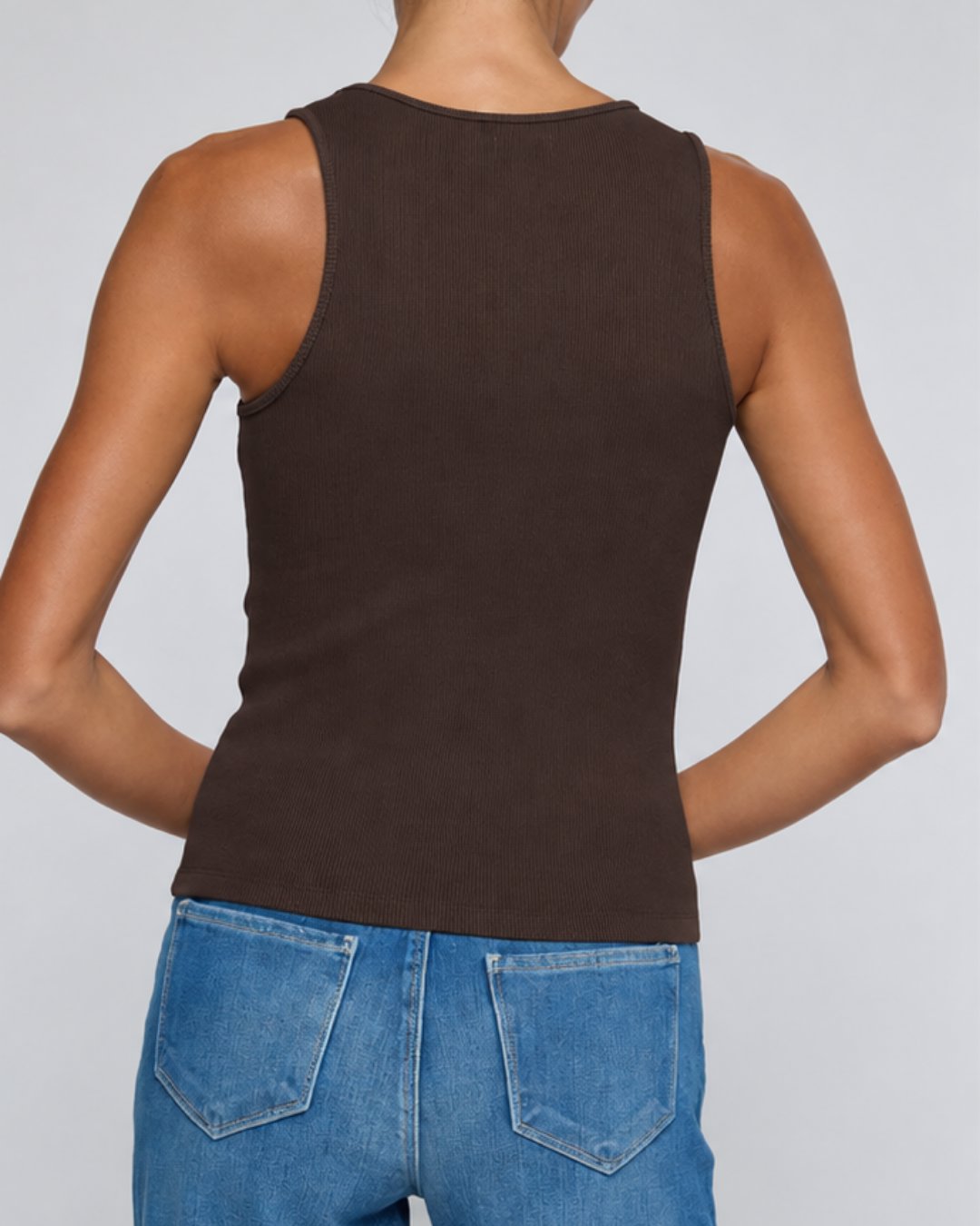 Adira Scoop Neck Tank Dark Java Tops - Tanks L'Agence 