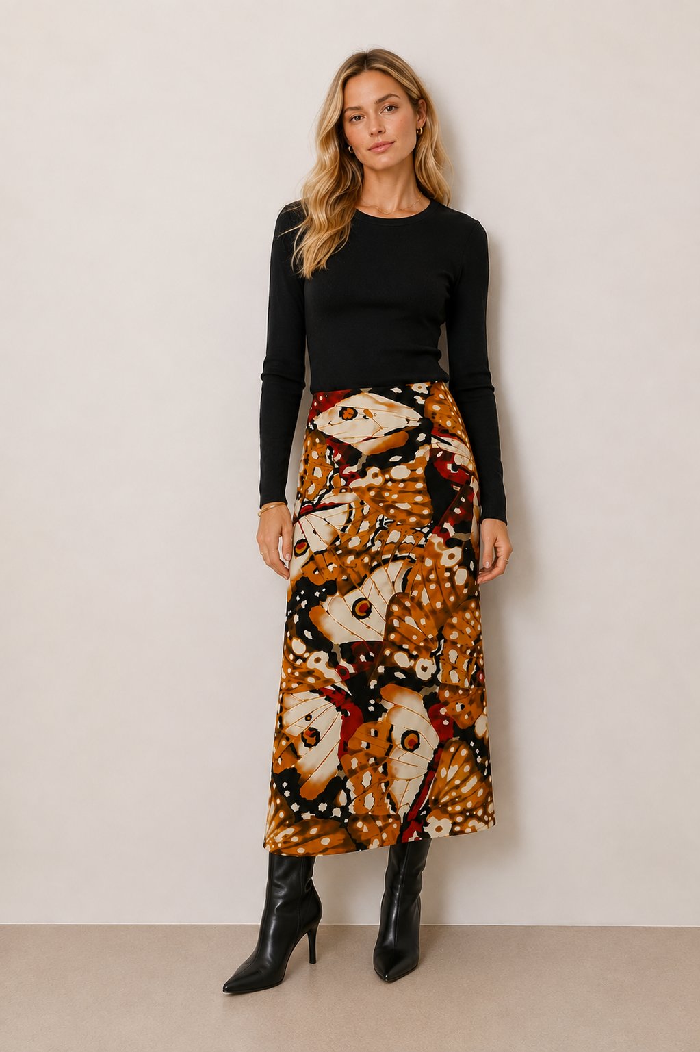 Borbofly Jersey Midi Skirt Multicolor Skirts - Midi Farm Rio 