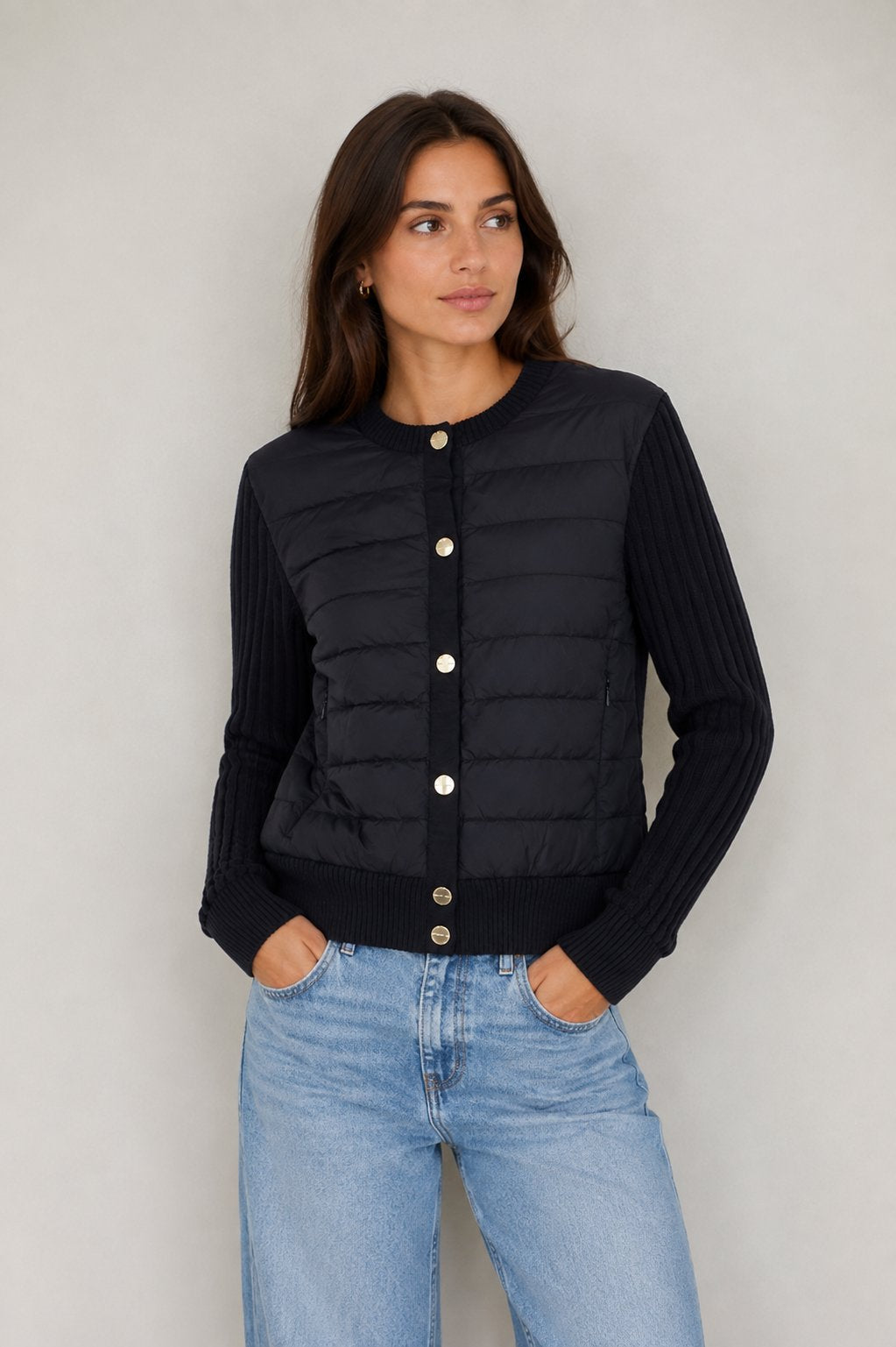 Women's Puffer Jacket Zelinda Blue Black Outerwear - Longsleeve Save The Duck 