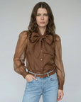 The Long Sleeve French Bow Shirt Caramel Tops - Blouses The Shirt 