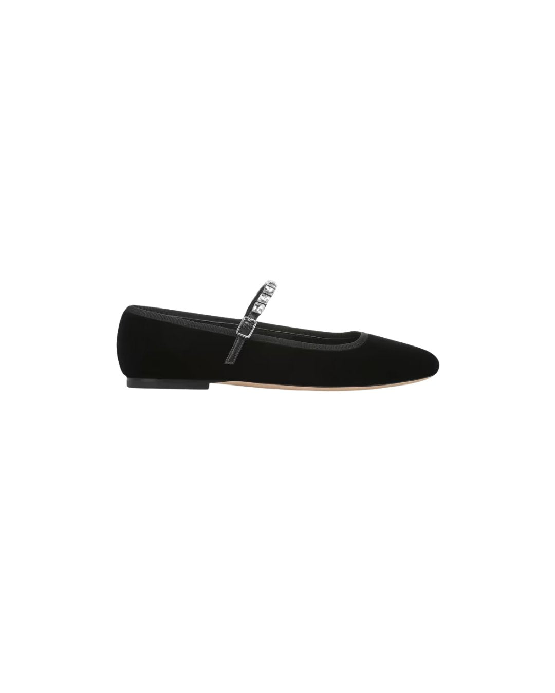 Ellie Velvet Crystal-Strap Flats Black Flats - Ballet Veronica Beard - Shoes 
