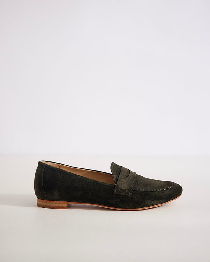 Stella Suede Verde Shoes - Flats - Loafer Lalisa 
