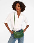 Petit Moyen Messenger Woven Zig Zag Evergreen