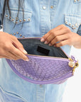Petit Moyen Messenger Medium Woven Diagonal Jacaranda Crossbody Clare V. 