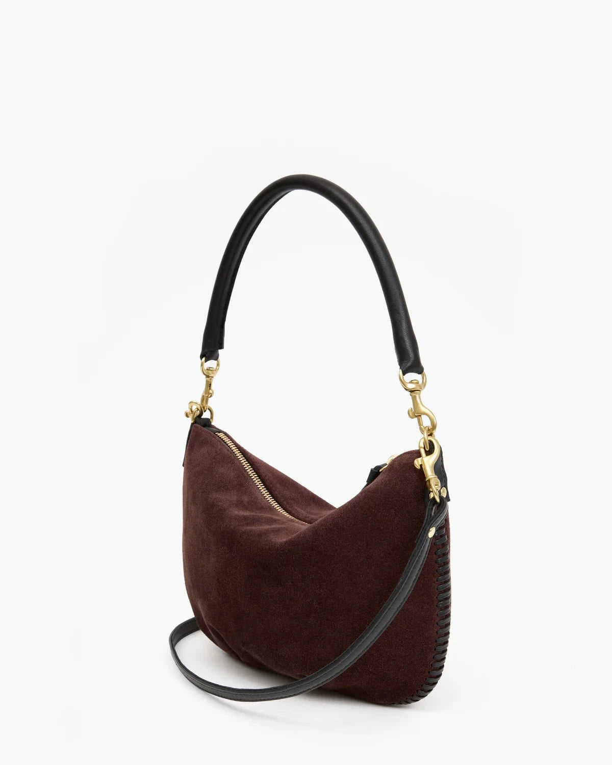 Petite Moyen Messenger Suede Whipstitch Truffle Crossbody Clare V. 