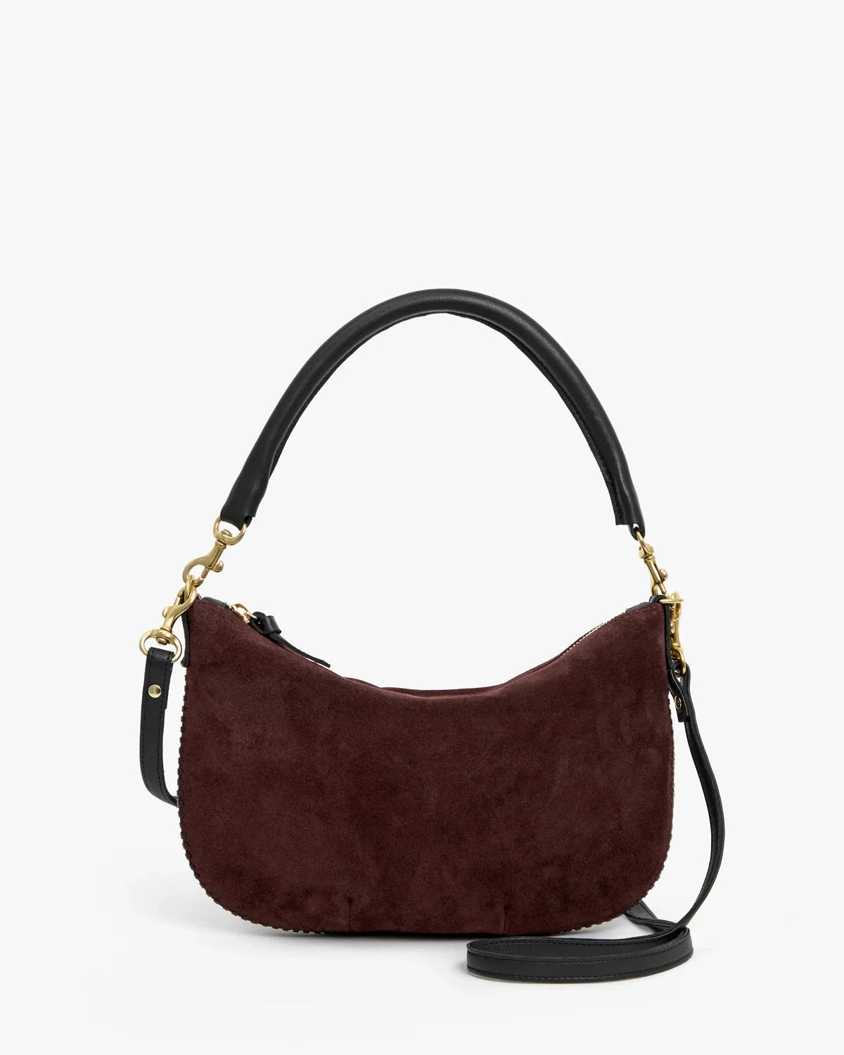 Petite Moyen Messenger Suede Whipstitch Truffle Crossbody Clare V. 