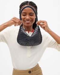 Petit Moyen Messenger Woven Diagonal Twilight Navy