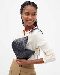 Petit Moyen Messenger Woven Diagonal Twilight Navy