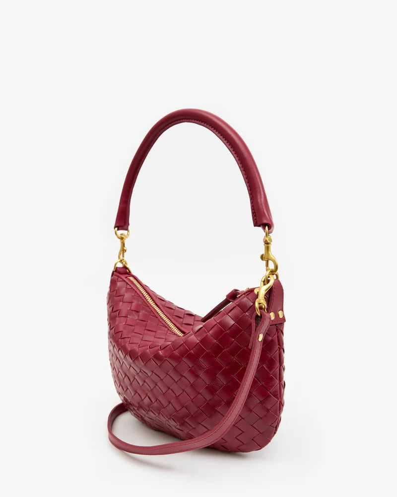Petit Moyen Messenger Woven Diagonal Garnet