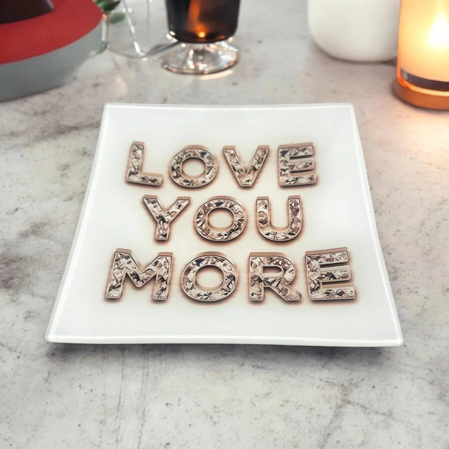 Love You More Diamond Trinket Tray Home Decor - Bowls, Trays & Vases Resinate By KS 