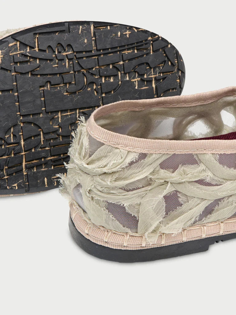 Pierre Lace Mary Jane Green Sandals - Flat Sandals Flabelus 